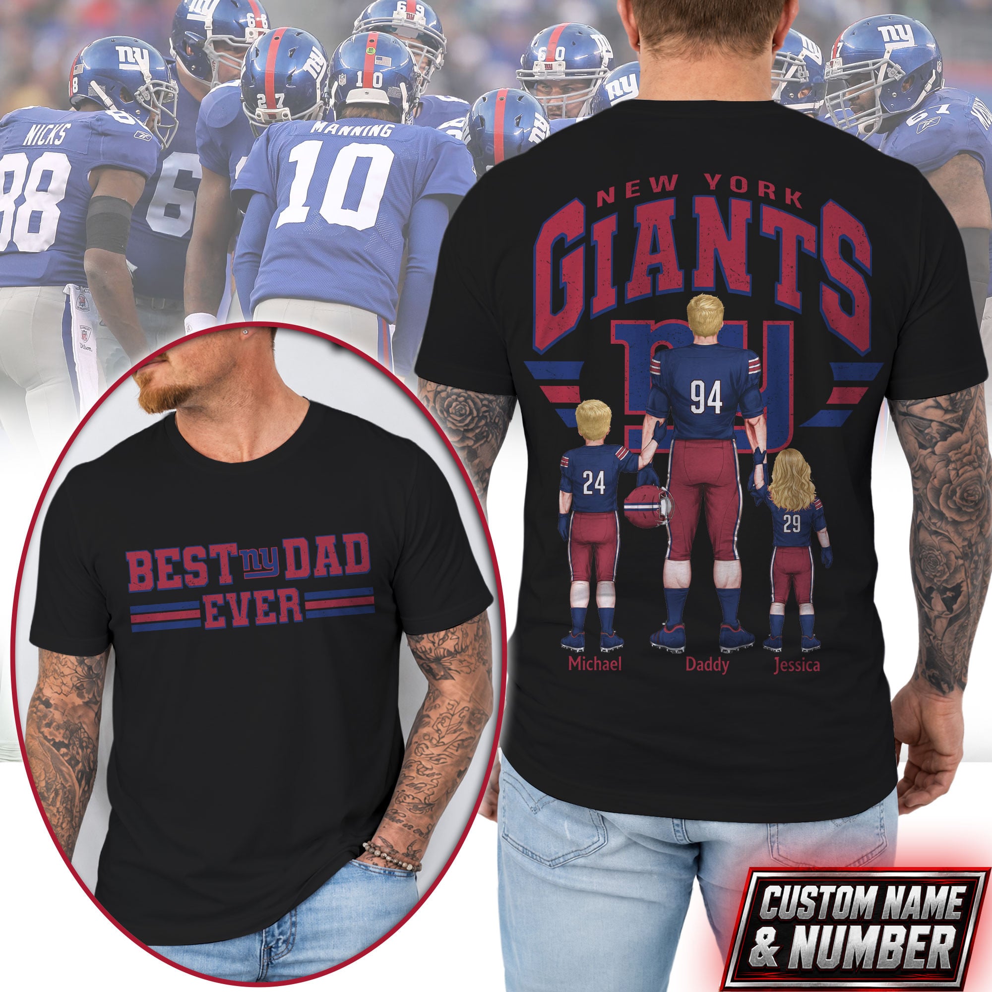 New York Giants | Premium NFL Best Dad Ever 3D Shirt NTH1