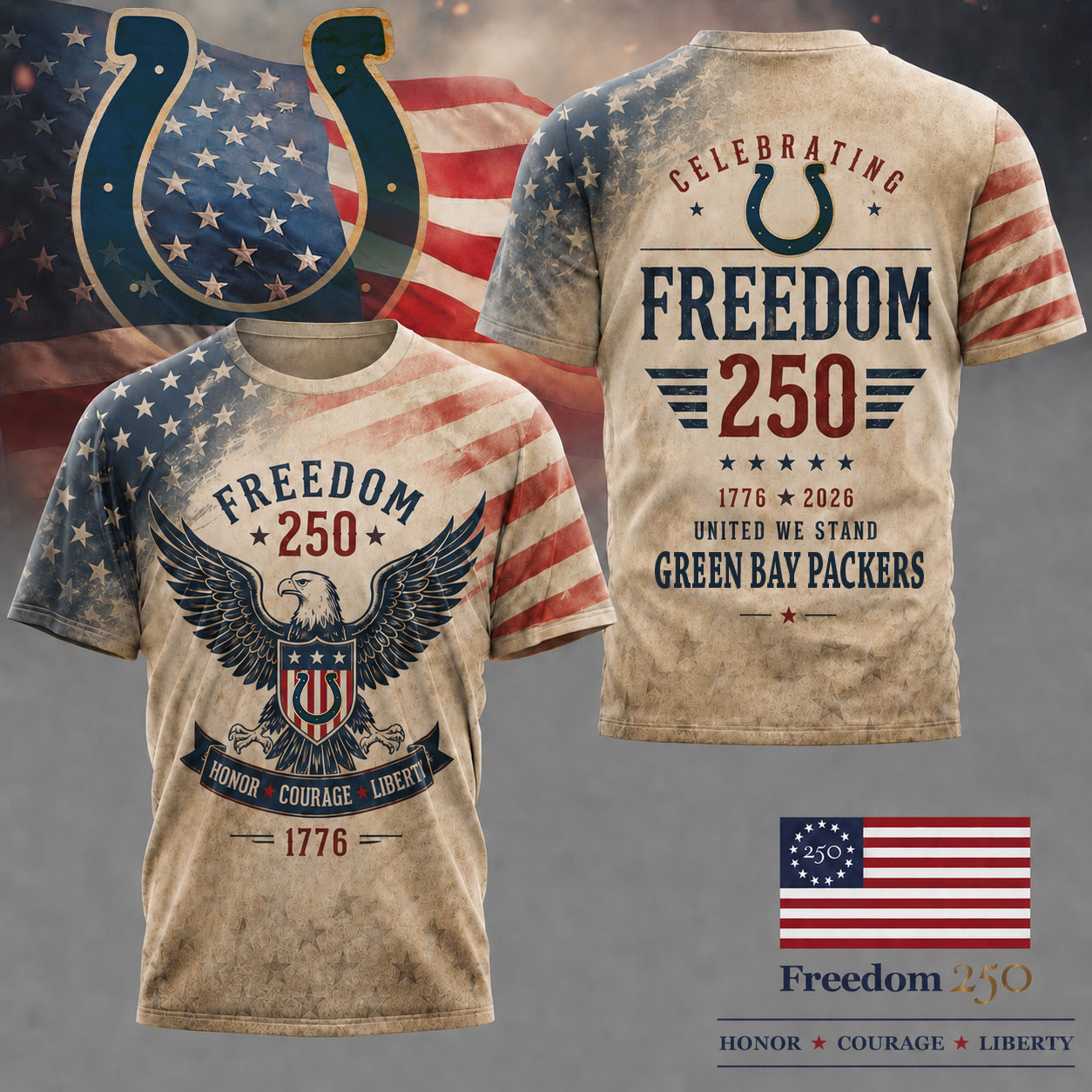 Indianapolis Colts | Premium NFL Freedom 250 Patriotic 3D Shirt