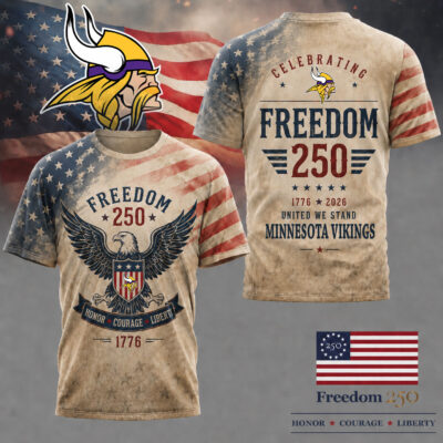 Minnesota Vikings | Premium NFL Freedom 250 Patriotic 3D Shirt