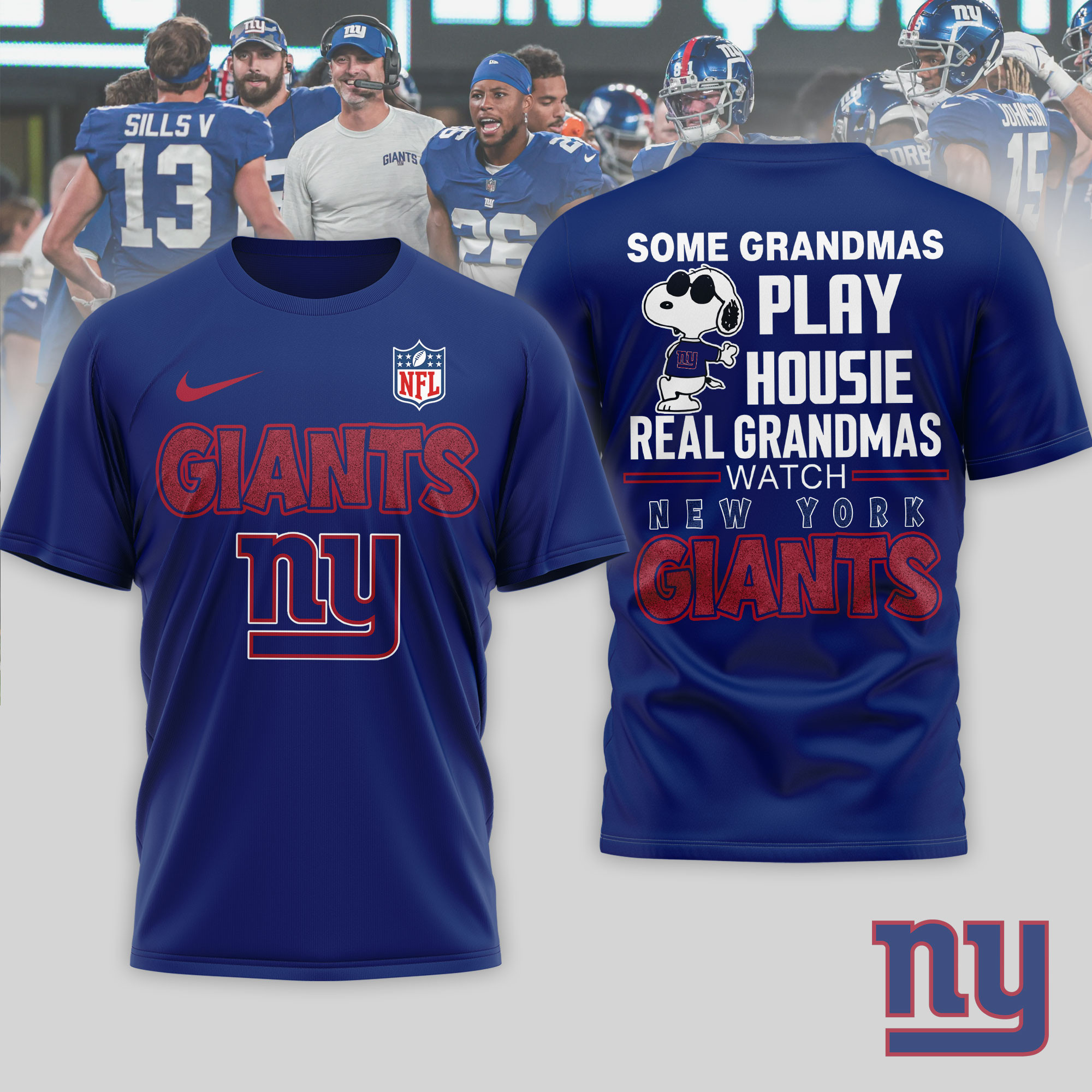 New York Giants | Premium NFL Fan Grandma Apparel 3D Shirt NTH1