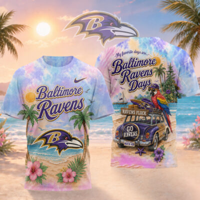 Baltimore Ravens | Premium NFL Tropical Game Day Paradise 3D T-Shirt