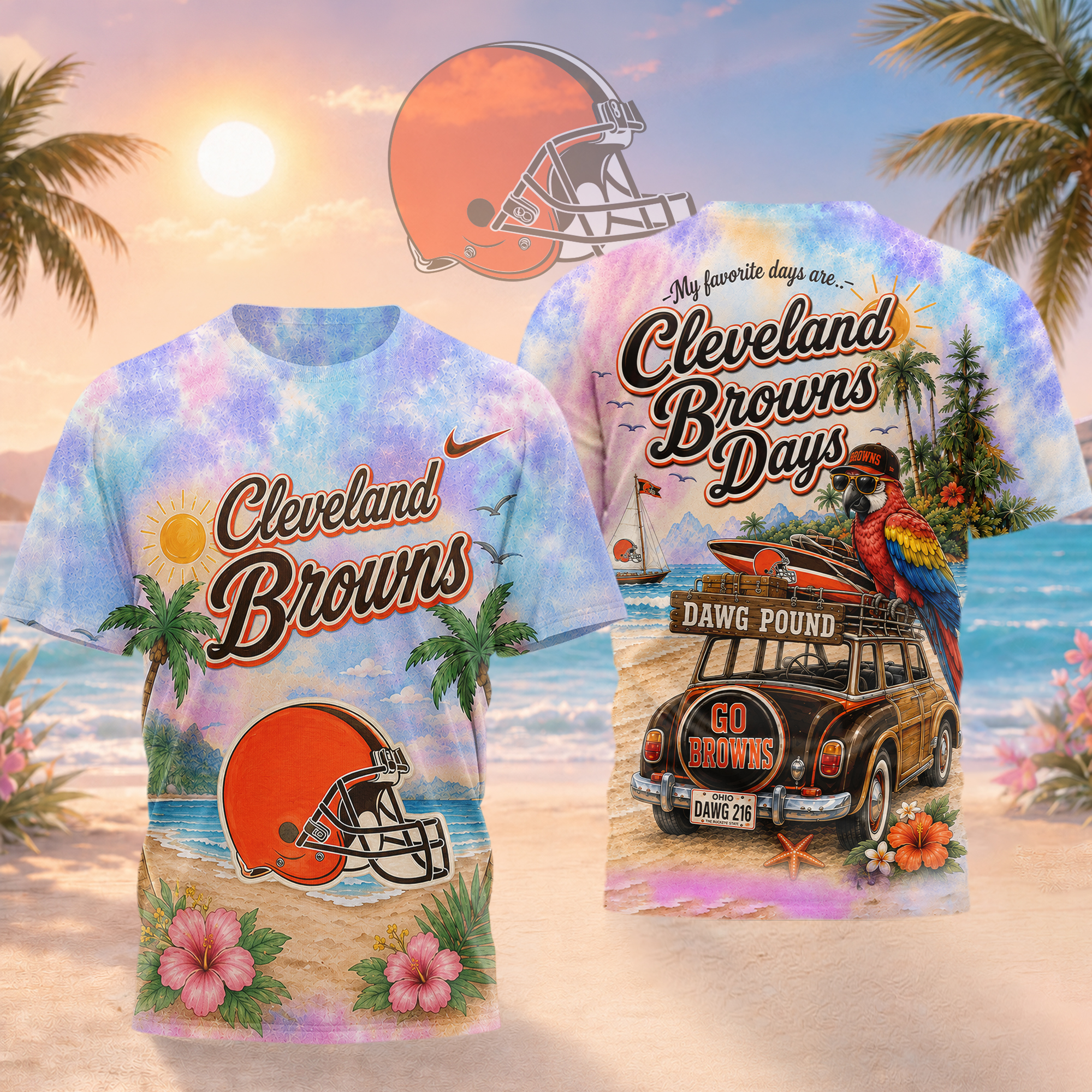 Cleveland Browns | Premium NFL Tropical Game Day Paradise 3D T-Shirt