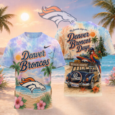 Denver Broncos | Premium NFL Tropical Game Day Paradise 3D T-Shirt - 3XL
