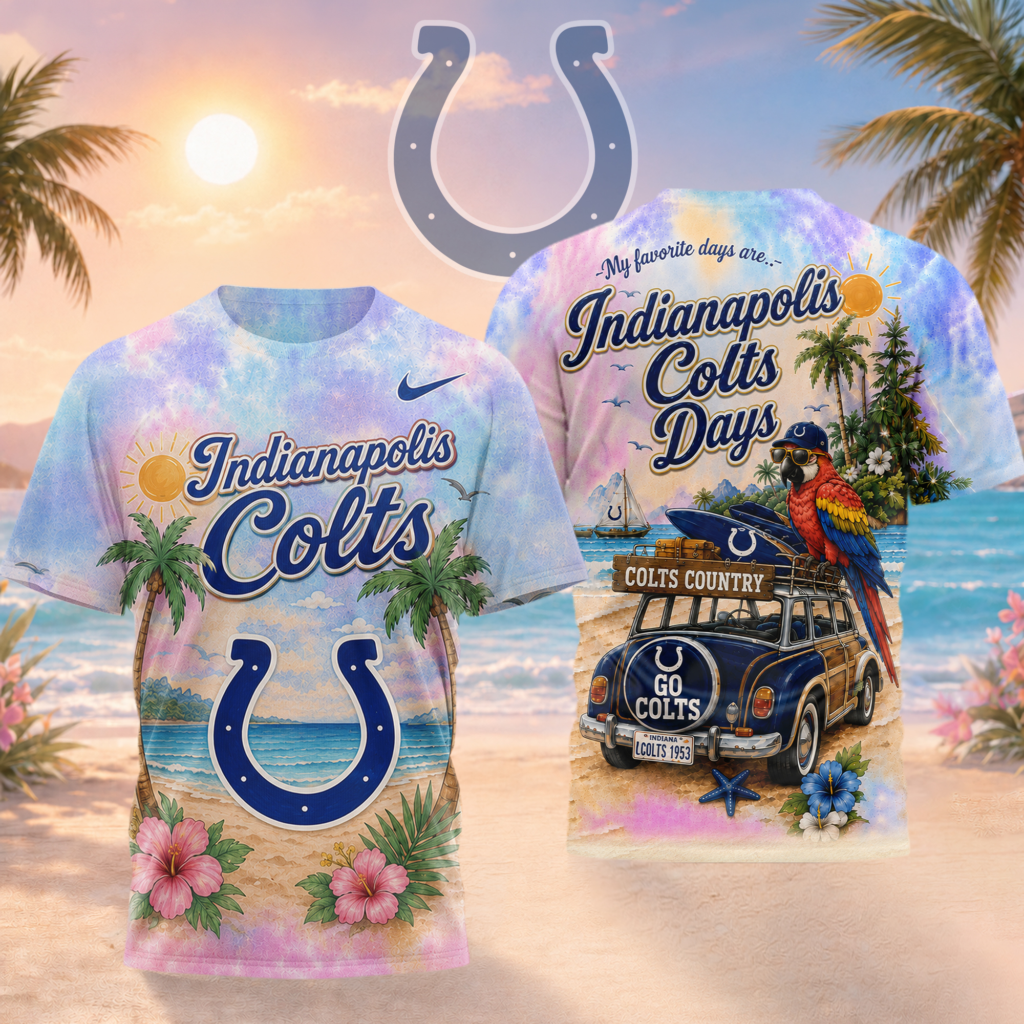 Indianapolis Colts | Premium NFL Tropical Game Day Paradise 3D T-Shirt