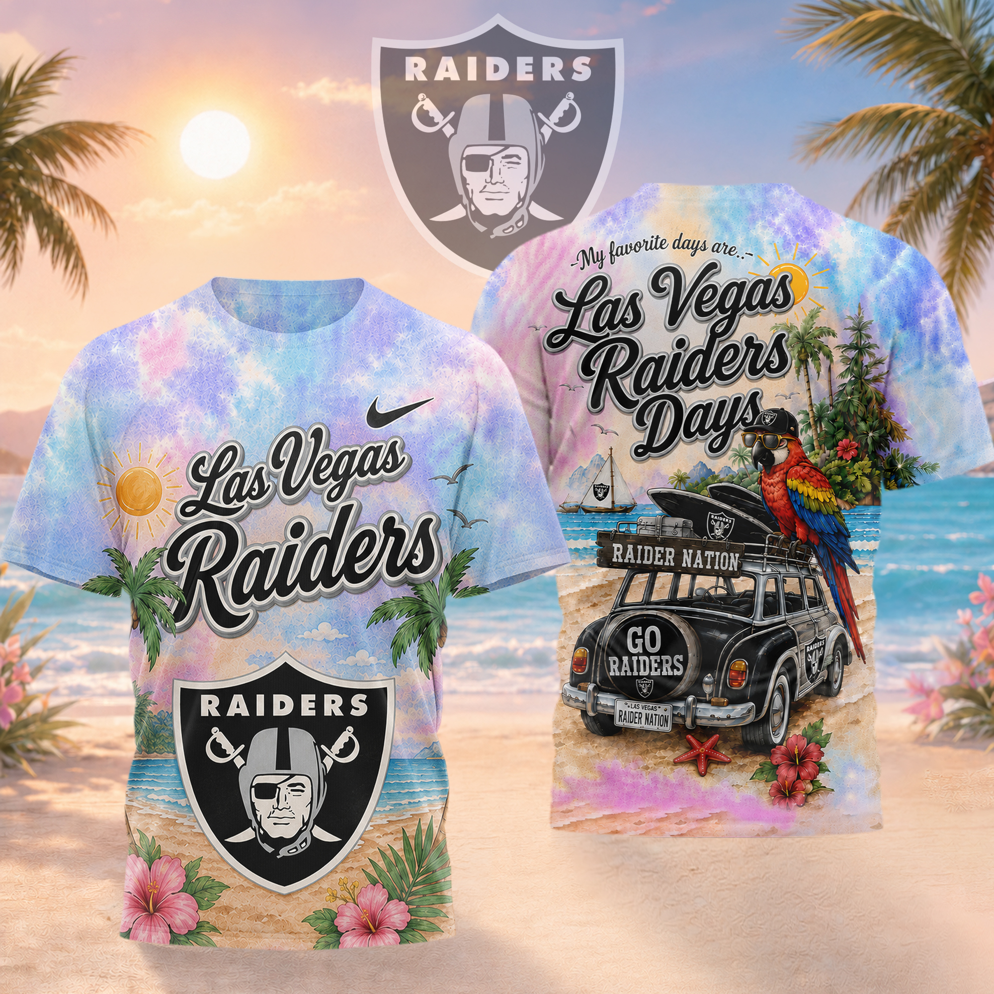 Las Vegas Raiders | Premium NFL Tropical Game Day Paradise 3D T-Shirt