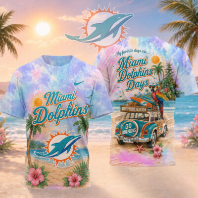 Miami Dolphins | Premium NFL Tropical Game Day Paradise 3D T-Shirt - L