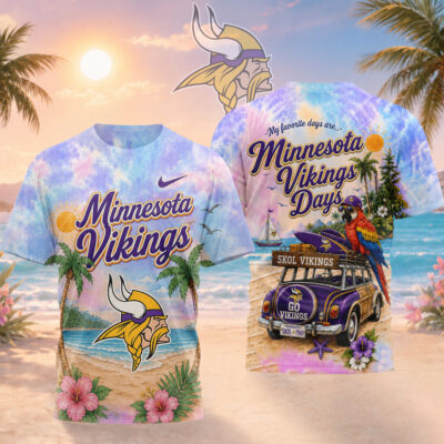 Minnesota Vikings | Premium NFL Tropical Game Day Paradise 3D T-Shirt