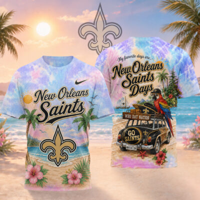 New Orleans Saints | Premium NFL Tropical Game Day Paradise 3D T-Shirt - XL