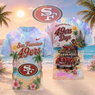 San Francisco 49ers | Premium NFL Tropical Game Day Paradise 3D T-Shirt