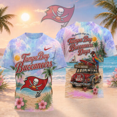 Tampa Bay Buccaneers | Premium NFL Tropical Game Day Paradise 3D T-Shirt - S