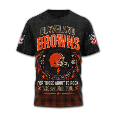 Cleveland Browns | Premium NFL ACDC Rock N Roll 3D T-Shirt