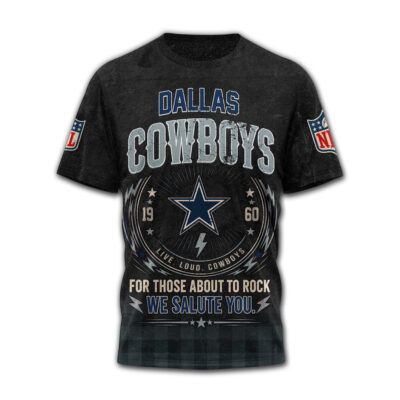 Dallas Cowboys | Premium NFL ACDC Rock N Roll 3D T-Shirt