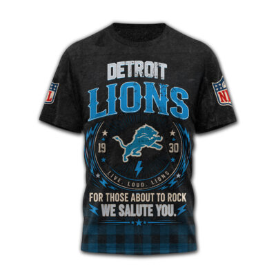 Detroit Lions | Premium NFL ACDC Rock N Roll 3D T-Shirt