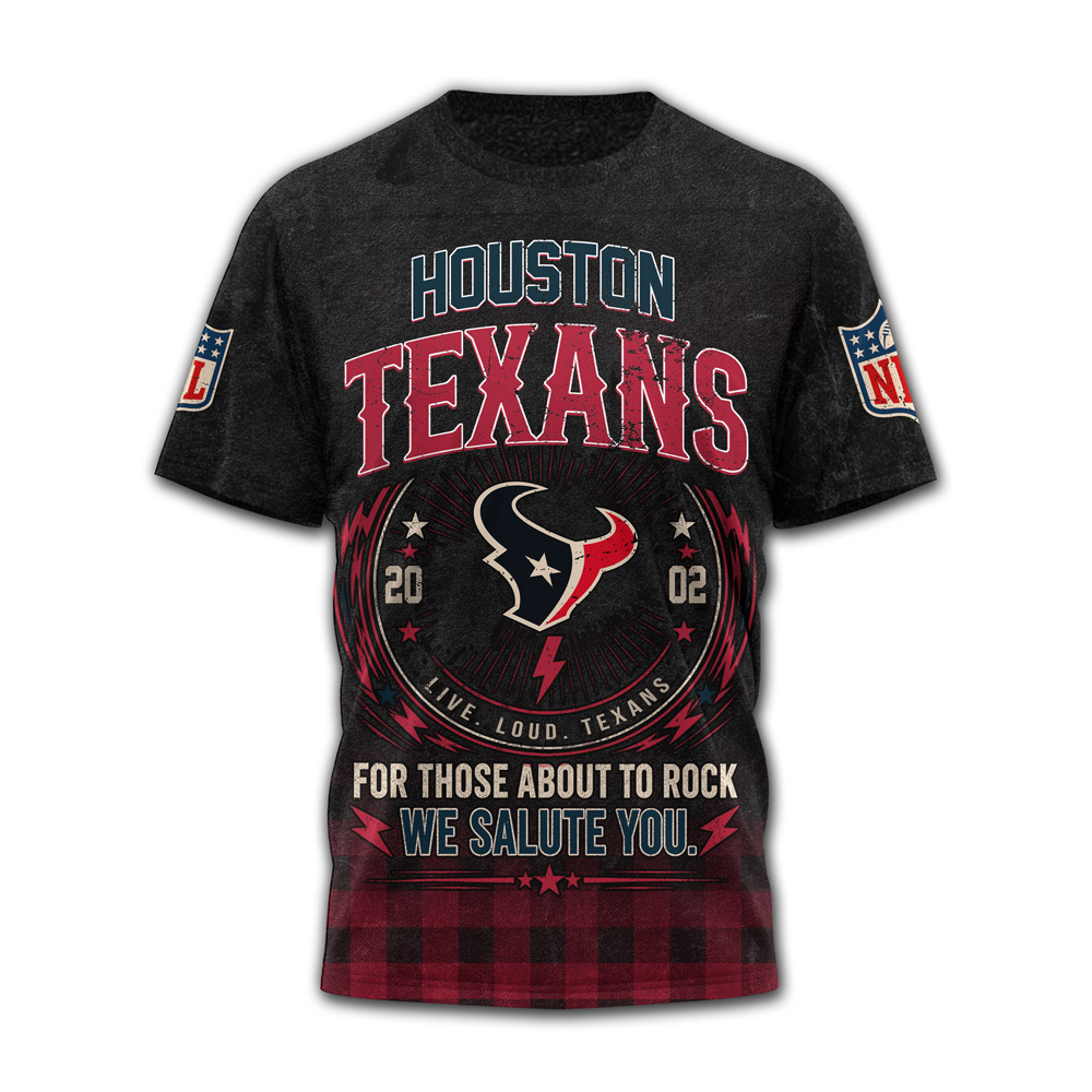 Houston Texans | Premium NFL ACDC Rock N Roll 3D T-Shirt