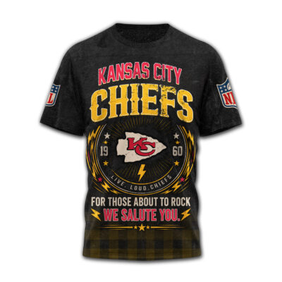 Kansas City Chiefs | Premium NFL ACDC Rock N Roll 3D T-Shirt - L