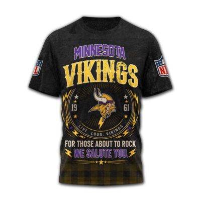 Minnesota Vikings | Premium NFL ACDC Rock N Roll 3D T-Shirt