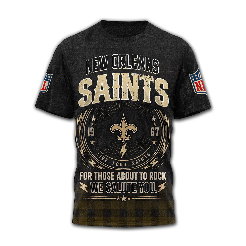 New Orleans Saints | Premium NFL ACDC Rock N Roll 3D T-Shirt