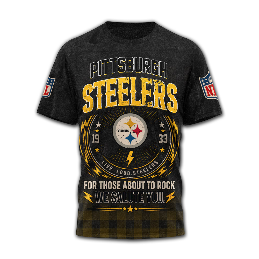 Pittsburgh Steelers | Premium NFL ACDC Rock N Roll 3D T-Shirt