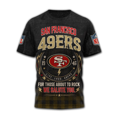 San Francisco 49ers | Premium NFL ACDC Rock N Roll 3D T-Shirt - S