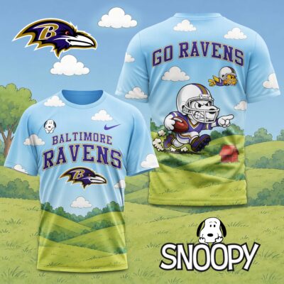 Baltimore Ravens | Premium NFL Snoopy Touchdown 3D T-Shirt - 2XL