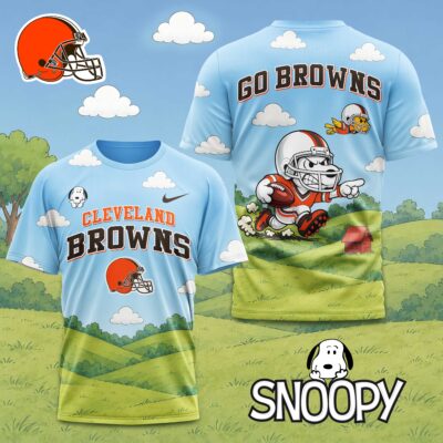 Cleveland Browns | Premium NFL Snoopy Touchdown 3D T-Shirt