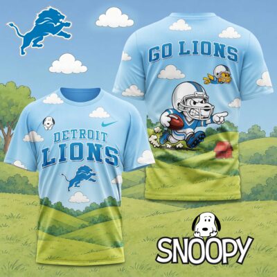 Detroit Lions | Premium NFL Snoopy Touchdown 3D T-Shirt - XL