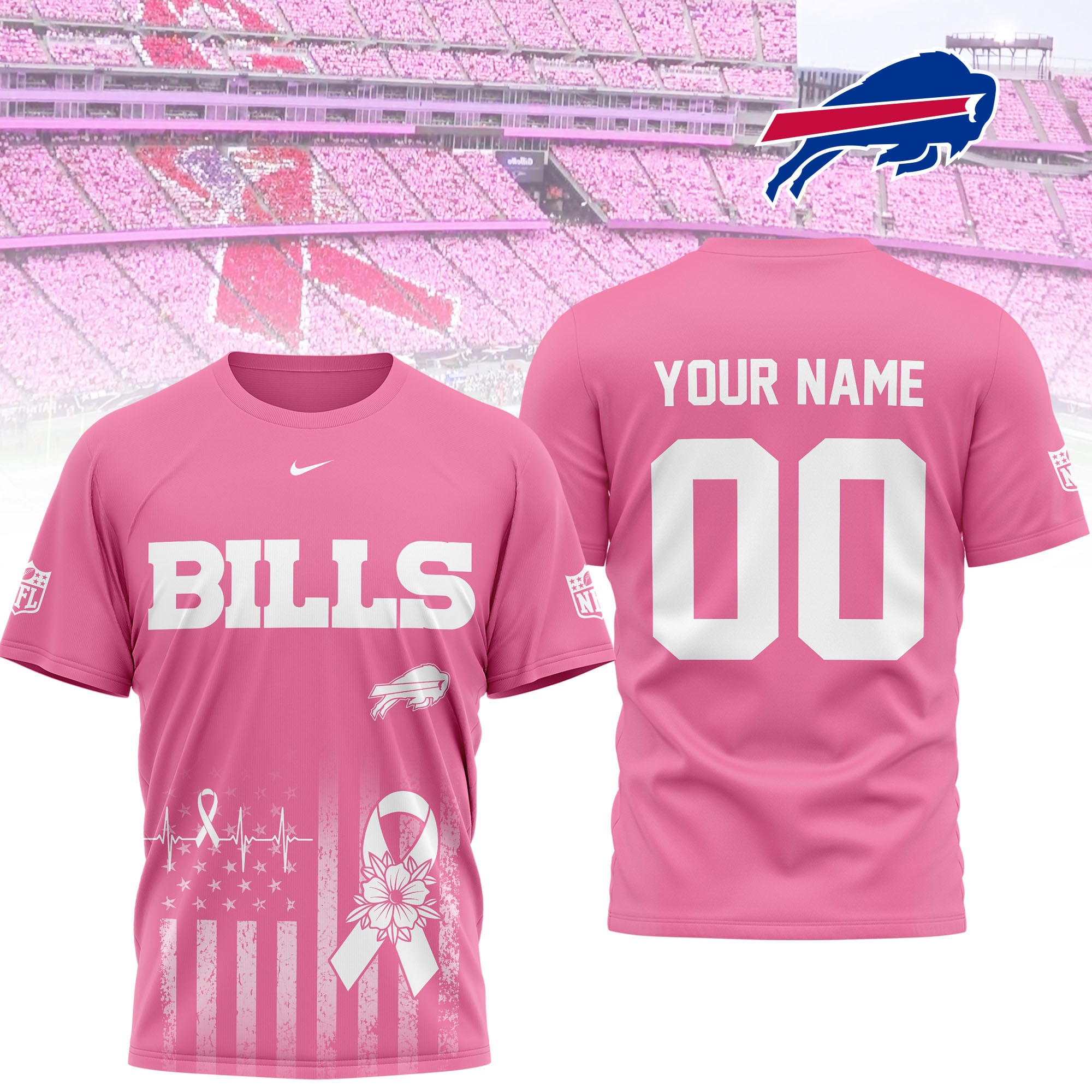 Buffalo Bills | Premium NFL Breast Cancer Awareness 3D Shirt NTH1