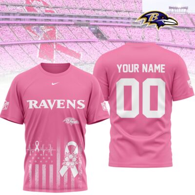 Baltimore Ravens | Premium NFL Breast Cancer Awareness 3D Shirt NTH1