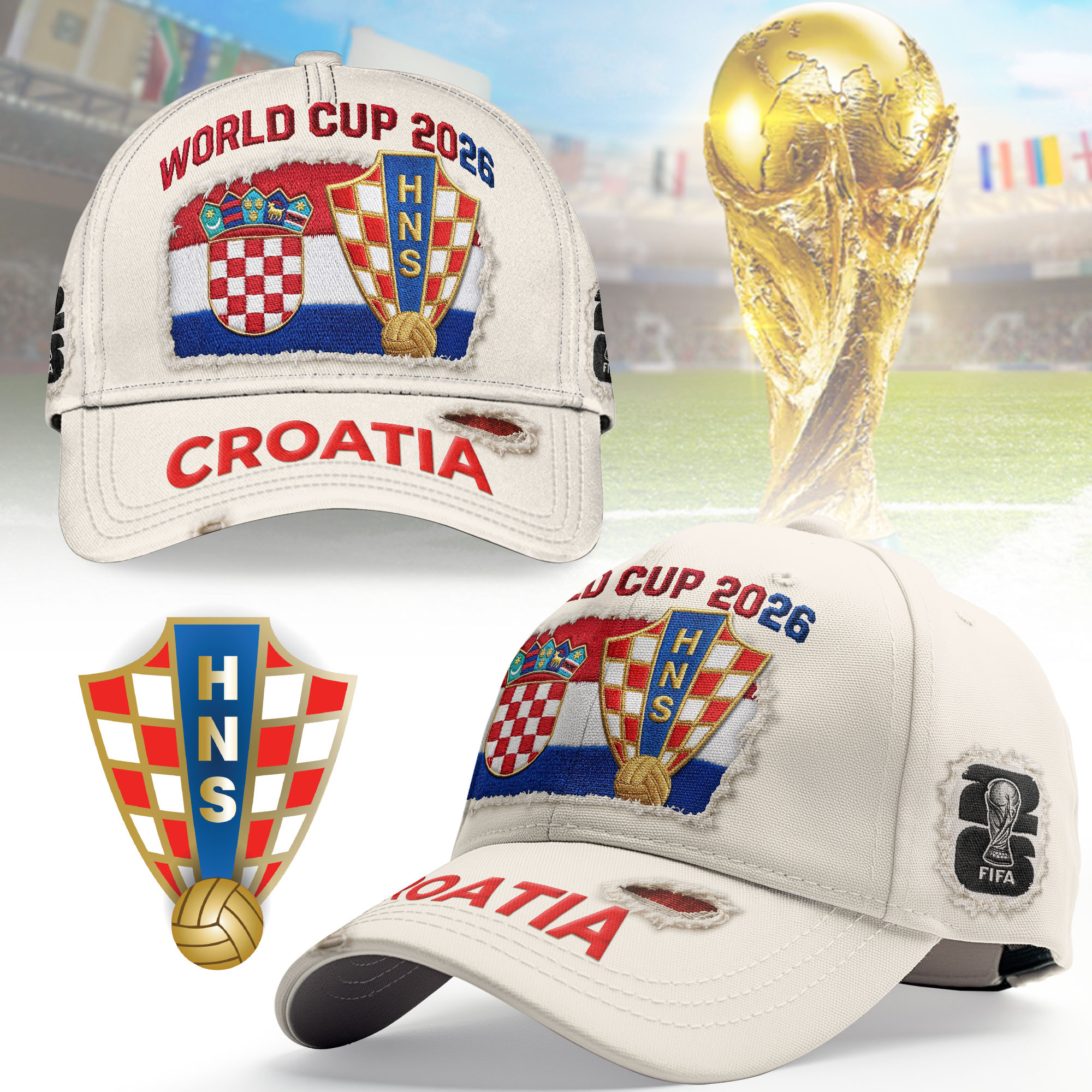 Croatia | Premium WC26 Vintage Distressed Cap NTH1