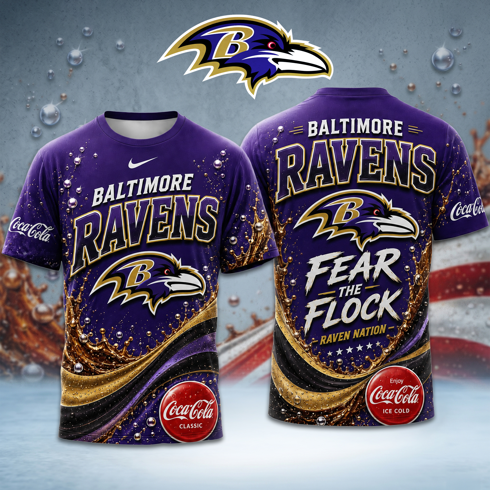 Baltimore Ravens | Premium NFL Coca Cola Summer 3D Shirt