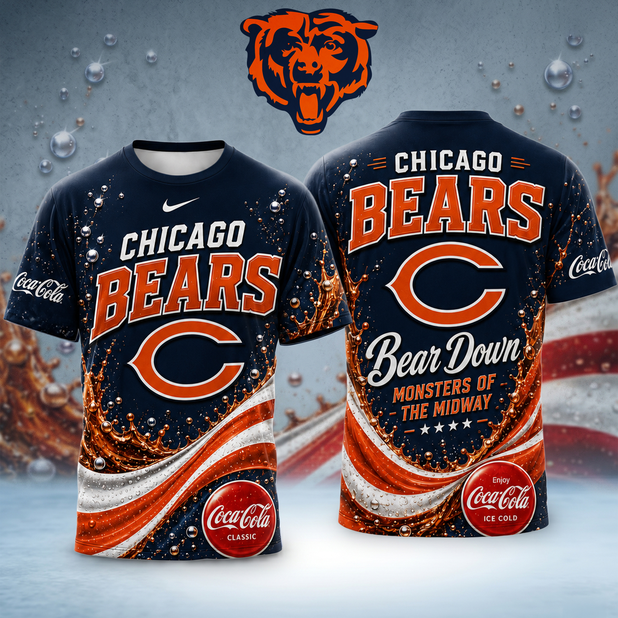 Chicago Bears | Premium NFL Coca Cola Summer 3D Shirt