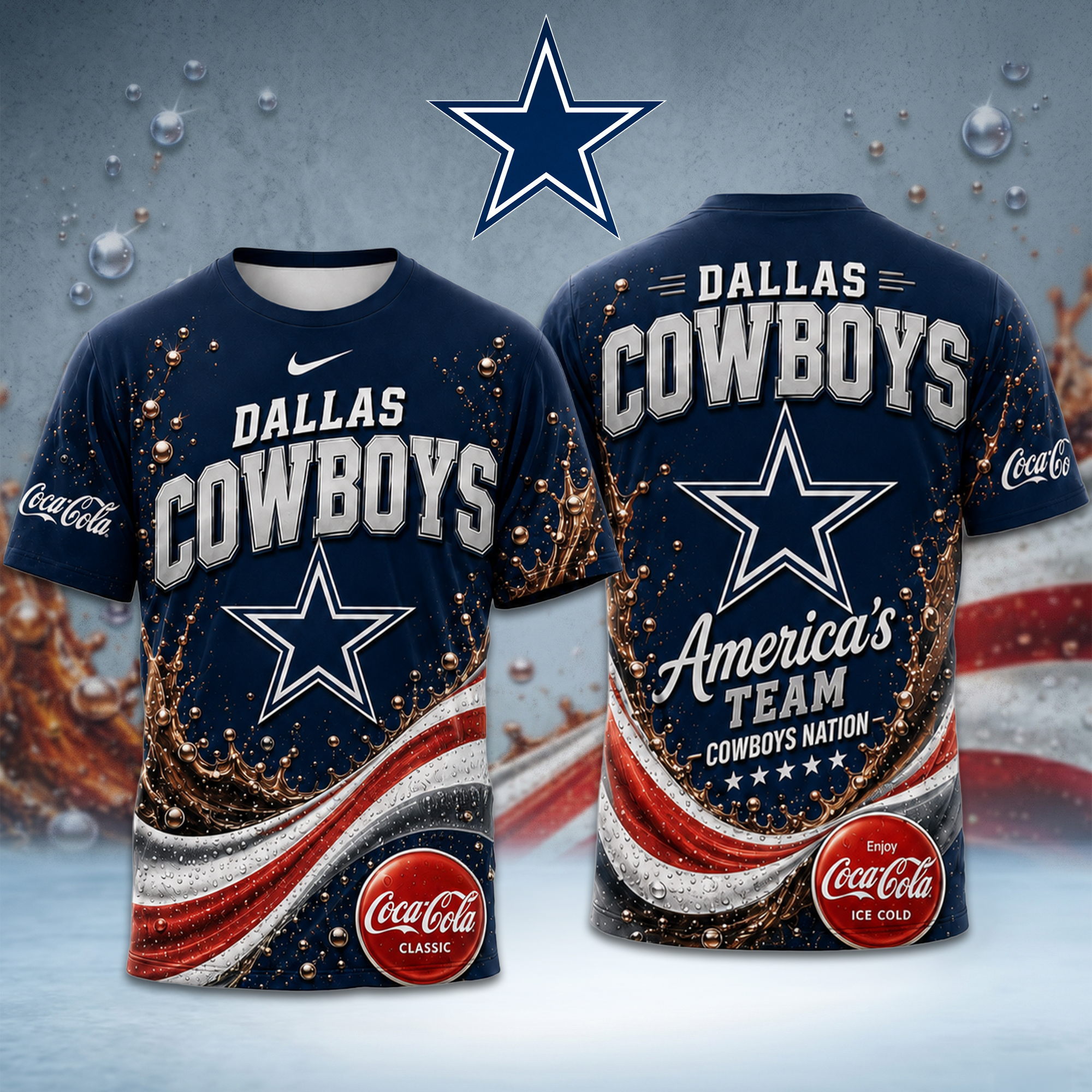 Dallas Cowboys | Premium NFL Coca Cola Summer 3D Shirt