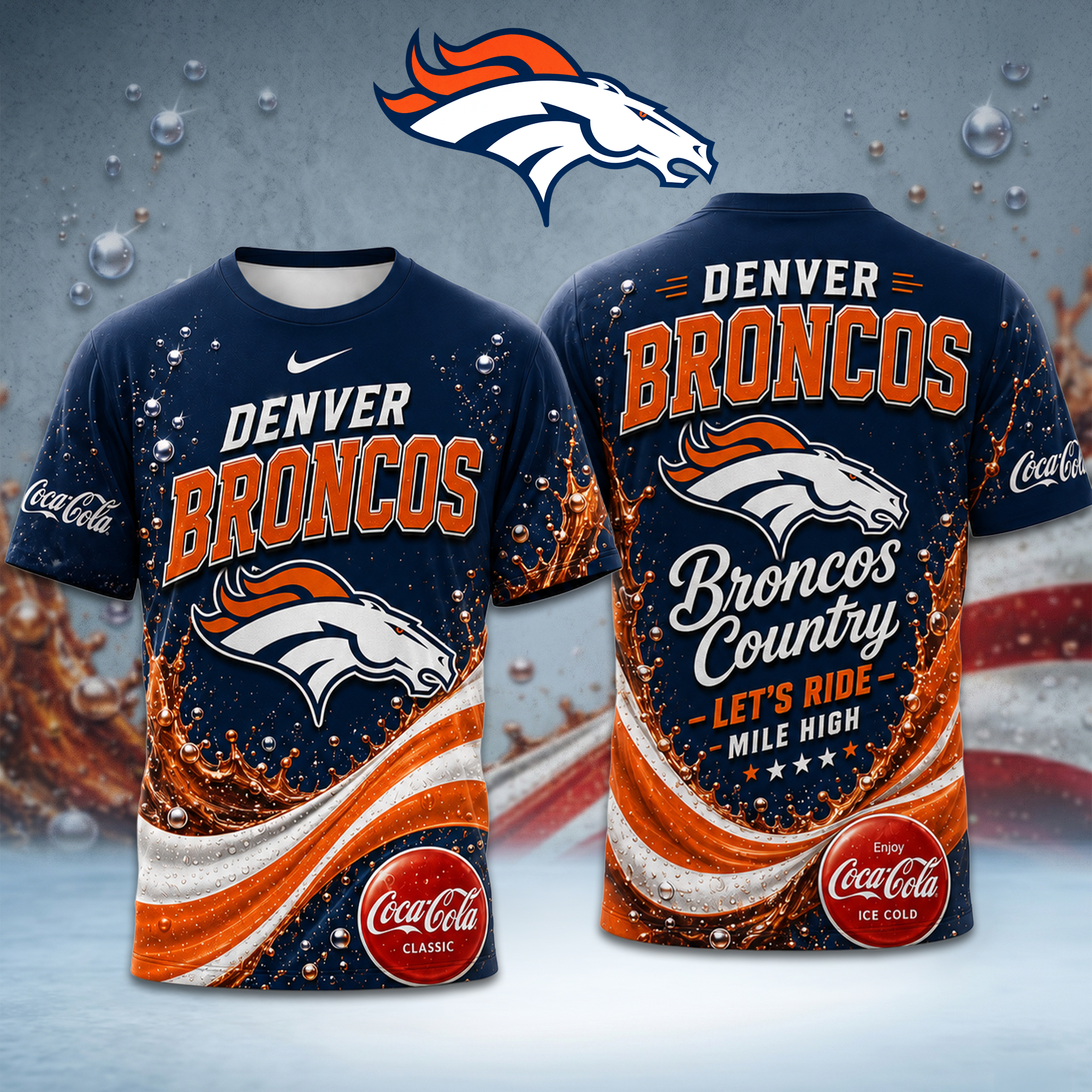 Denver Broncos | Premium NFL Coca Cola Summer 3D Shirt