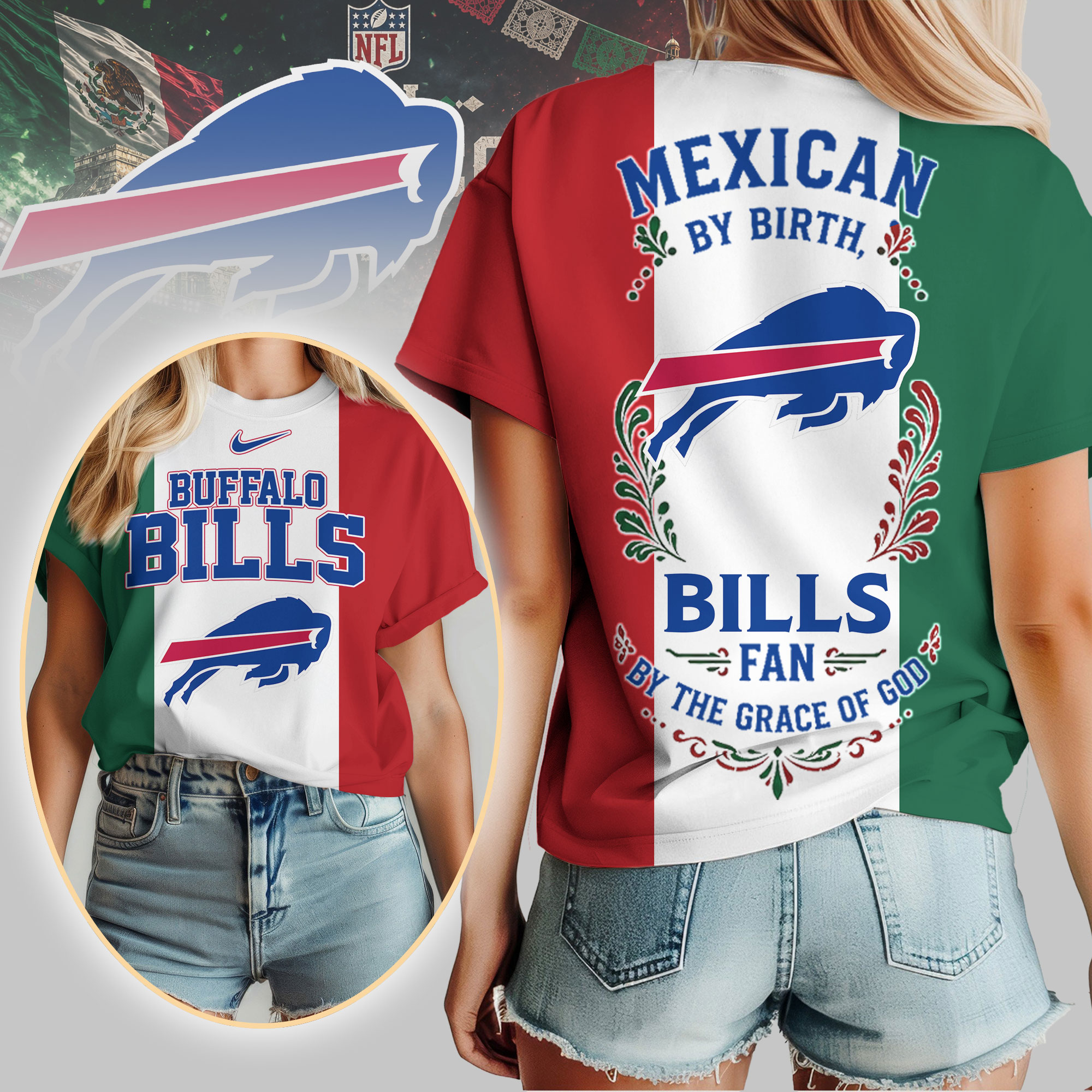 Buffalo Bills | Premium NFL Mexican By Birth Women Shirt