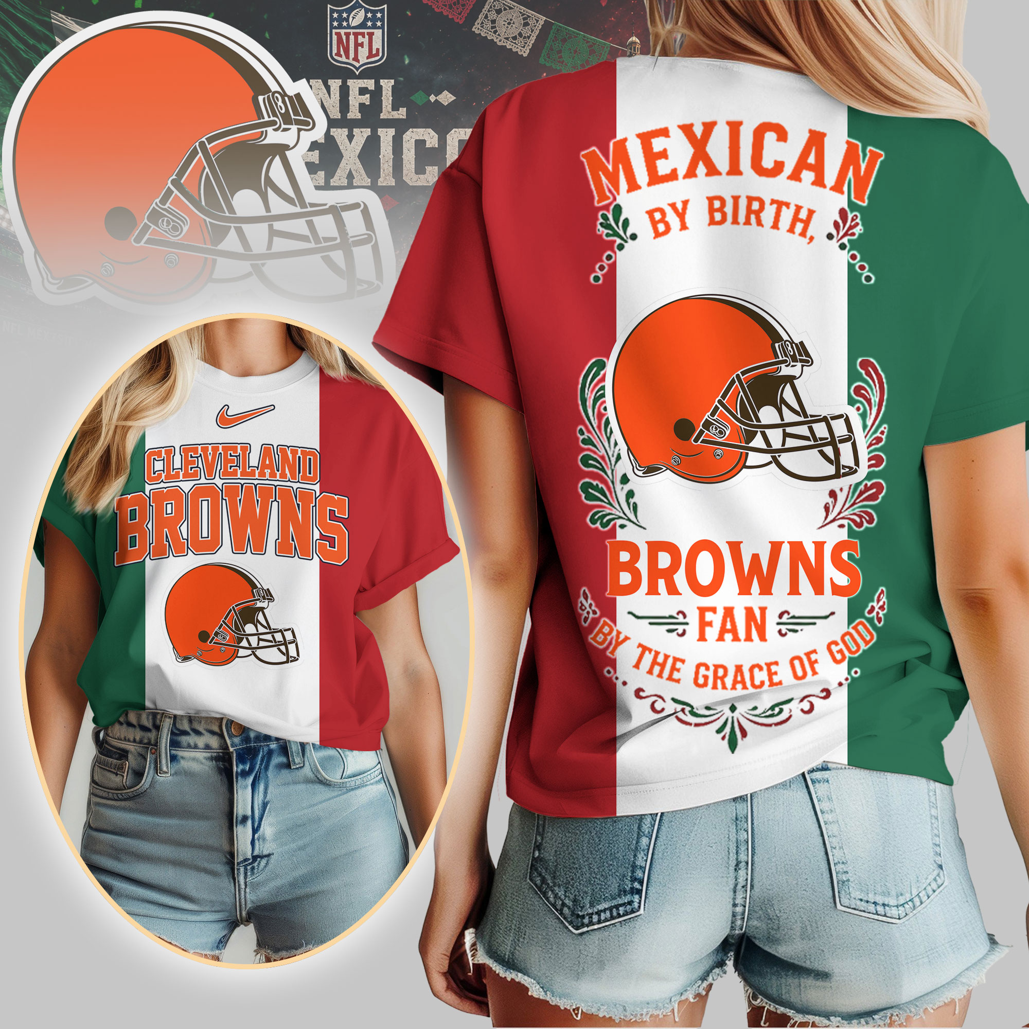 Cleveland Browns | Premium NFL Mexican By Birth Women Shirt