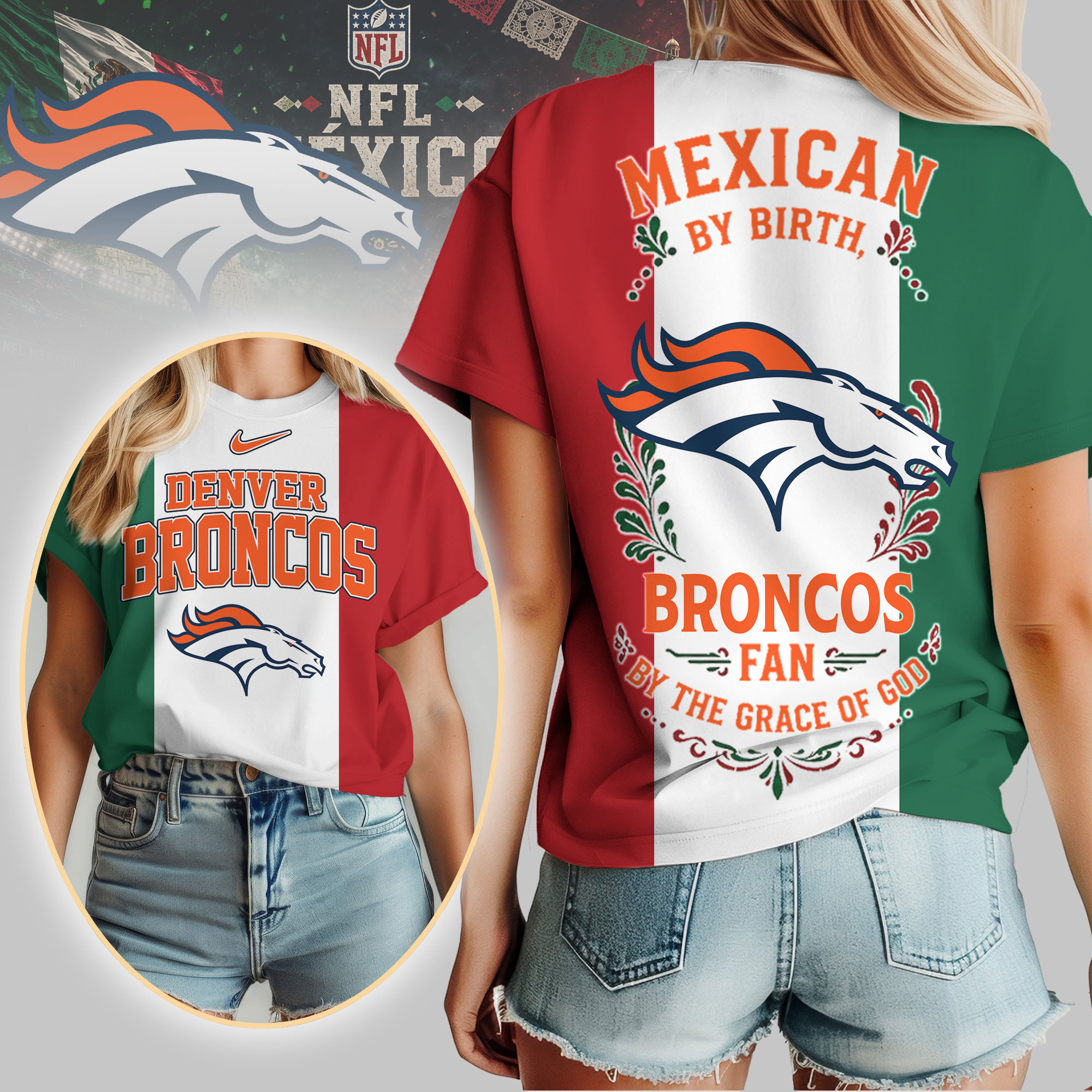 Denver Broncos | Premium NFL Mexican By Birth Women Shirt