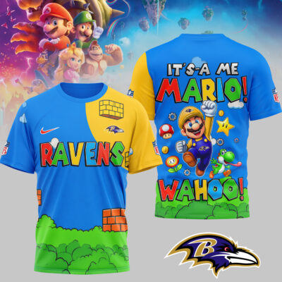 Baltimore Ravens | Premium NFL Its a Me Mario 3D Shirt - 3XL