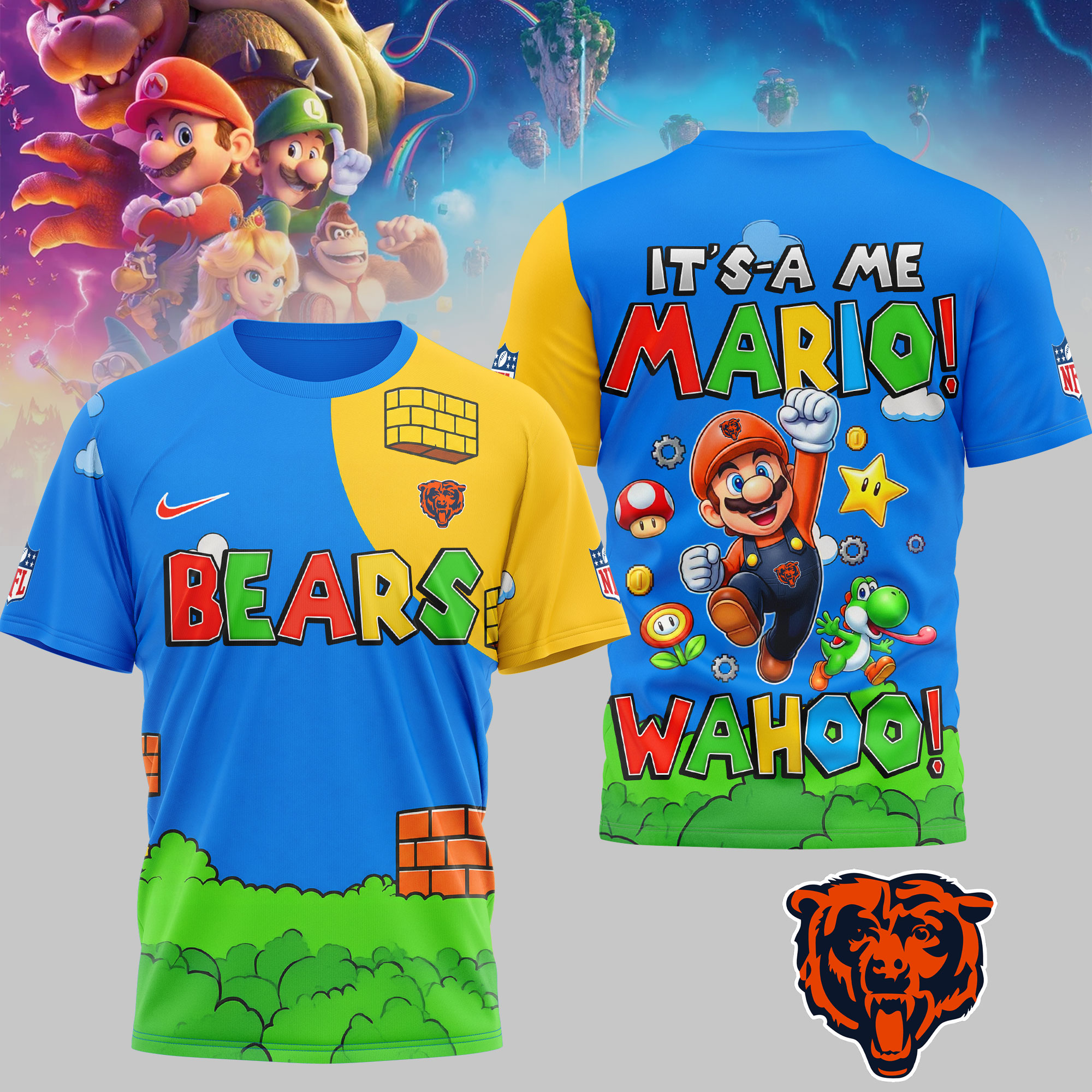 Chicago Bears | Premium NFL Its a Me Mario 3D Shirt