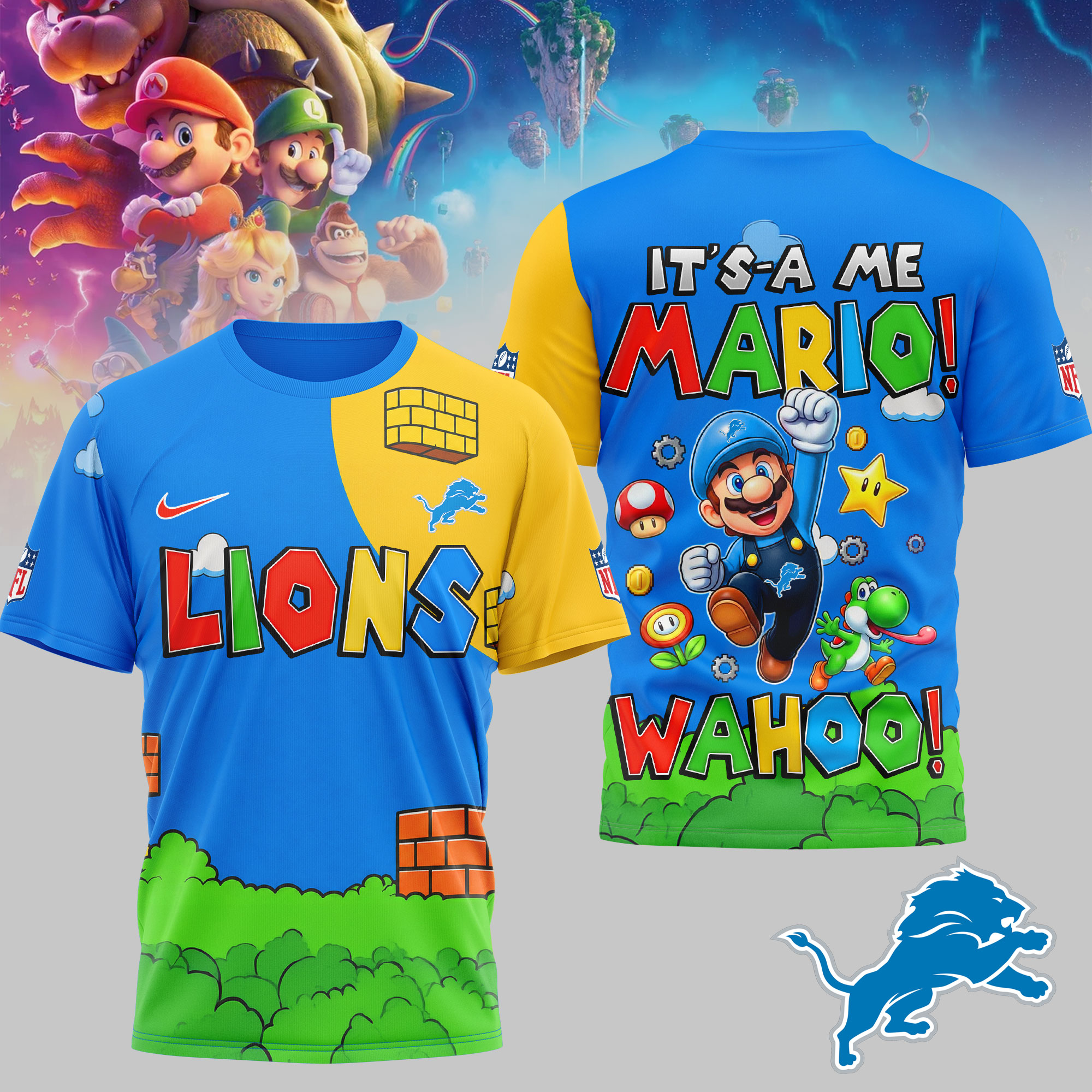 Detroit Lions | Premium NFL Its a Me Mario 3D Shirt