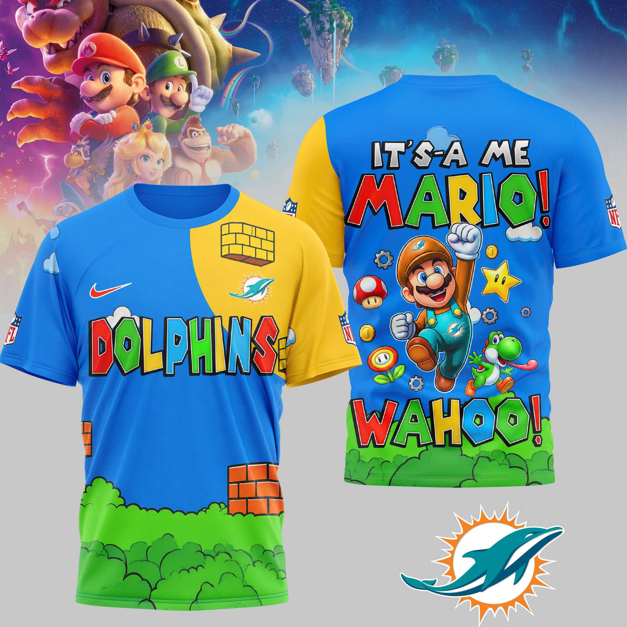 Miami Dolphins | Premium NFL Its a Me Mario 3D Shirt
