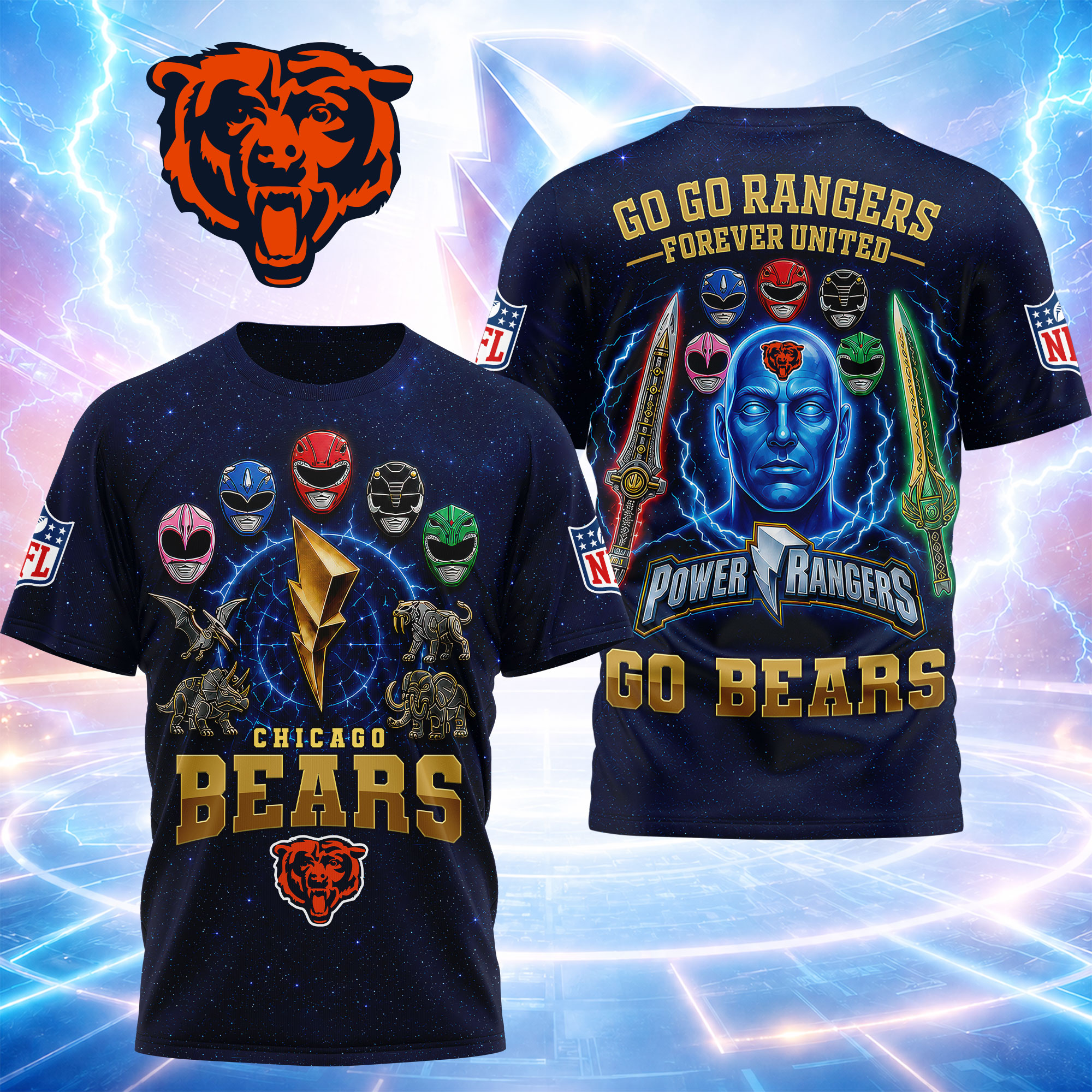 Chicago Bears | Premium NFL Go Go Rangers 3D Shirt
