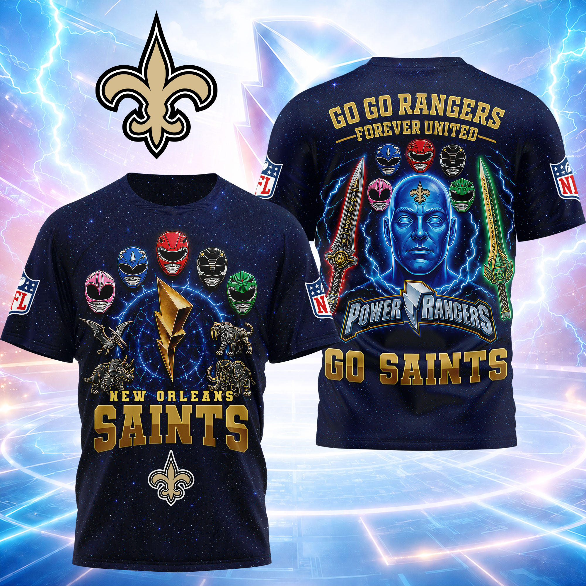 New Orleans Saints | Premium NFL Go Go Rangers 3D Shirt