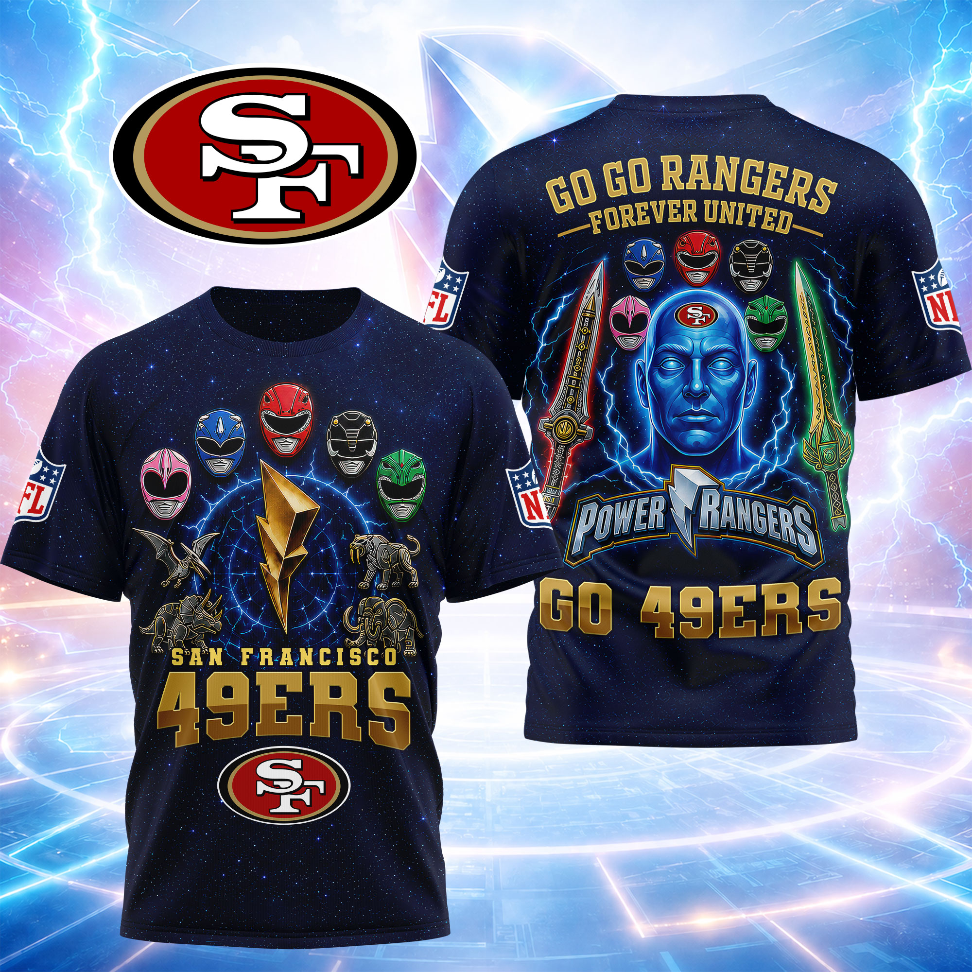 San Francisco 49ers | Premium NFL Go Go Rangers 3D Shirt