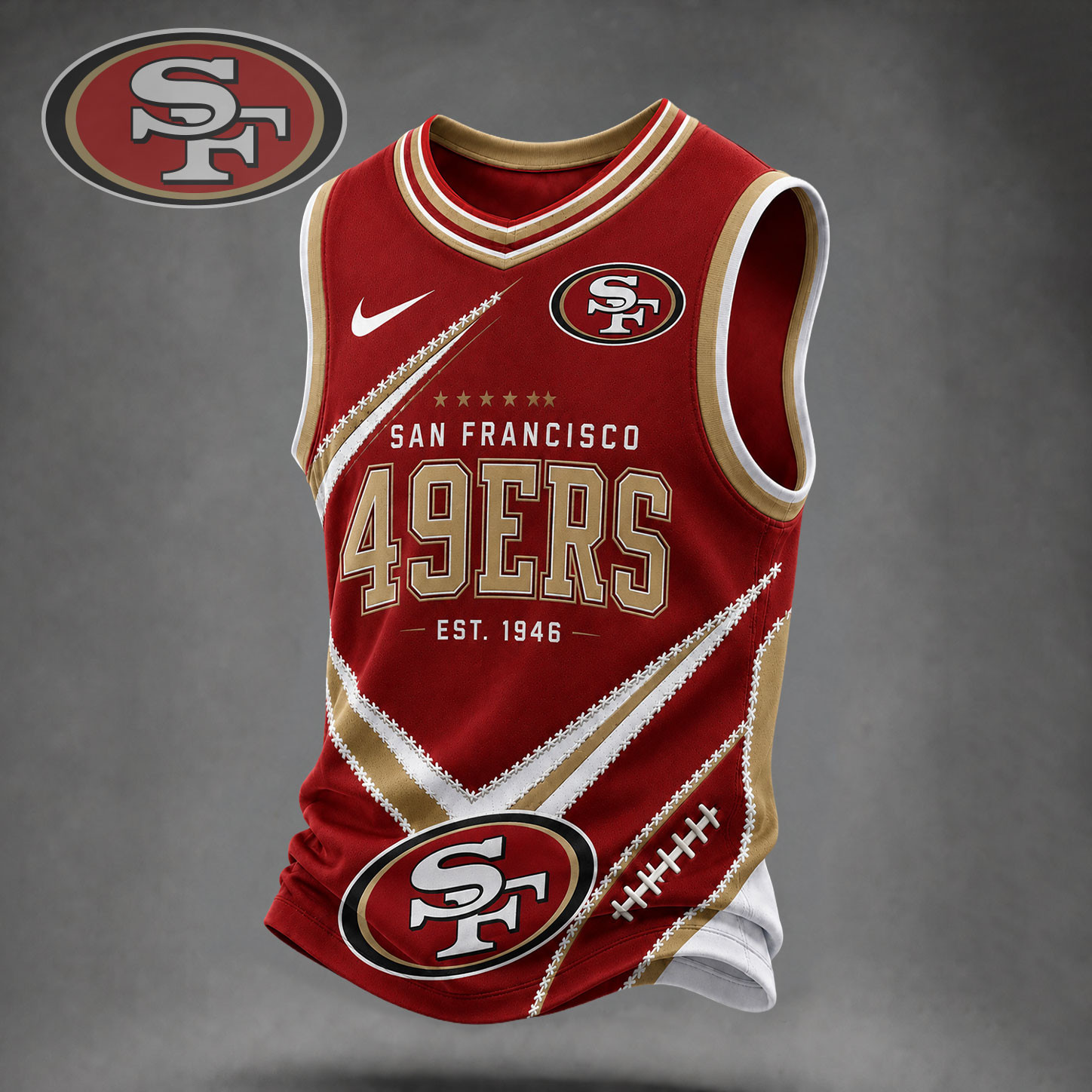 San Francisco 49ers | Premium NFL Game Day V-neck Tank Top Jersey