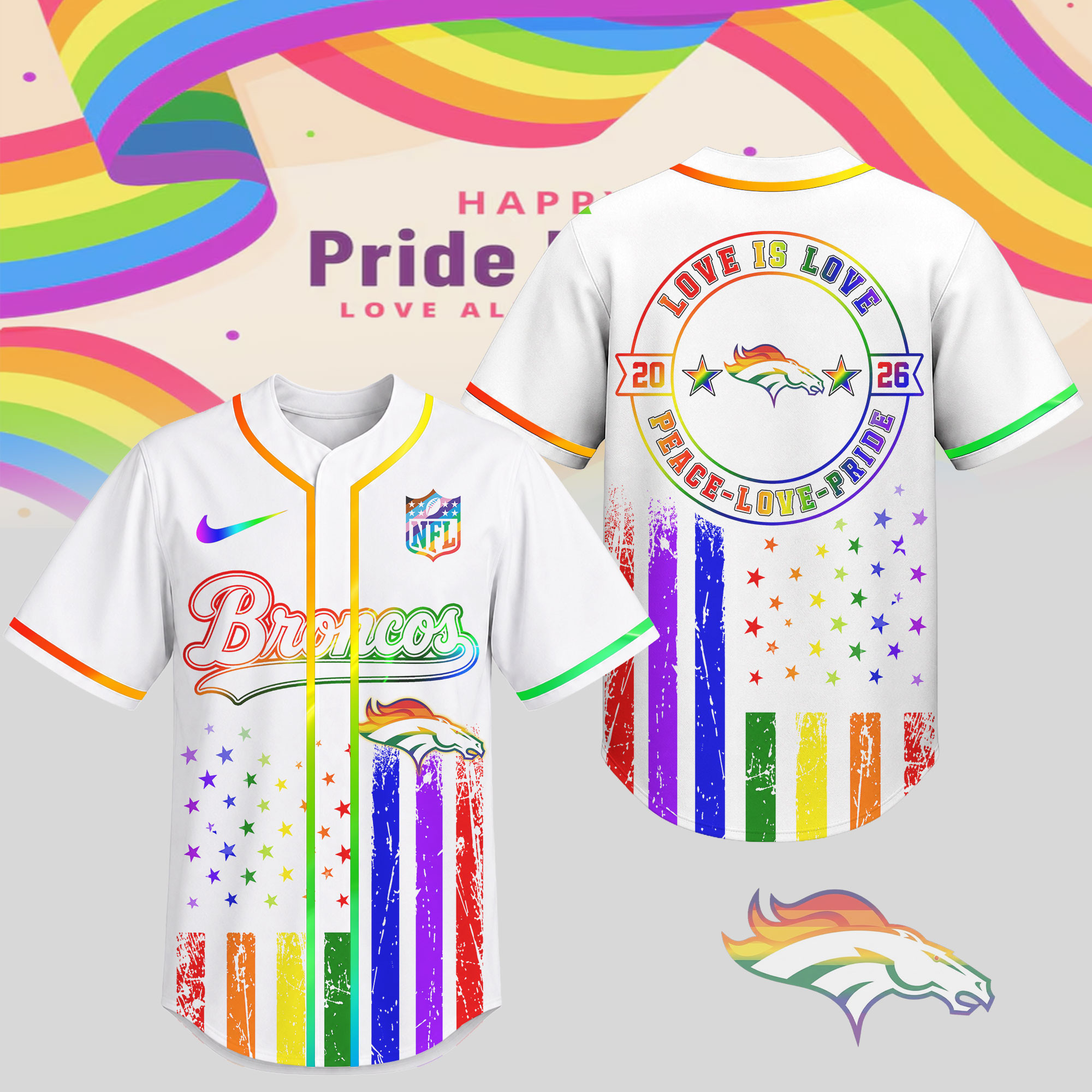 Denver Broncos | Premium NFL Pride Love Limited Edition Jersey NTH1