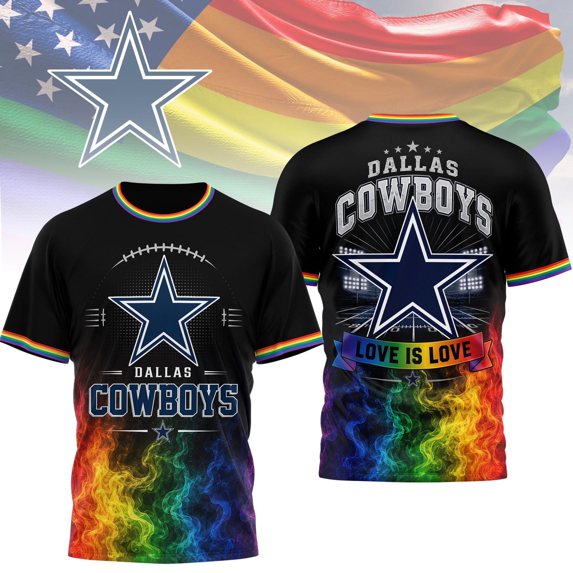 Dallas Cowboys | Premium NFL Love Is Love 3D Shirt NTH1
