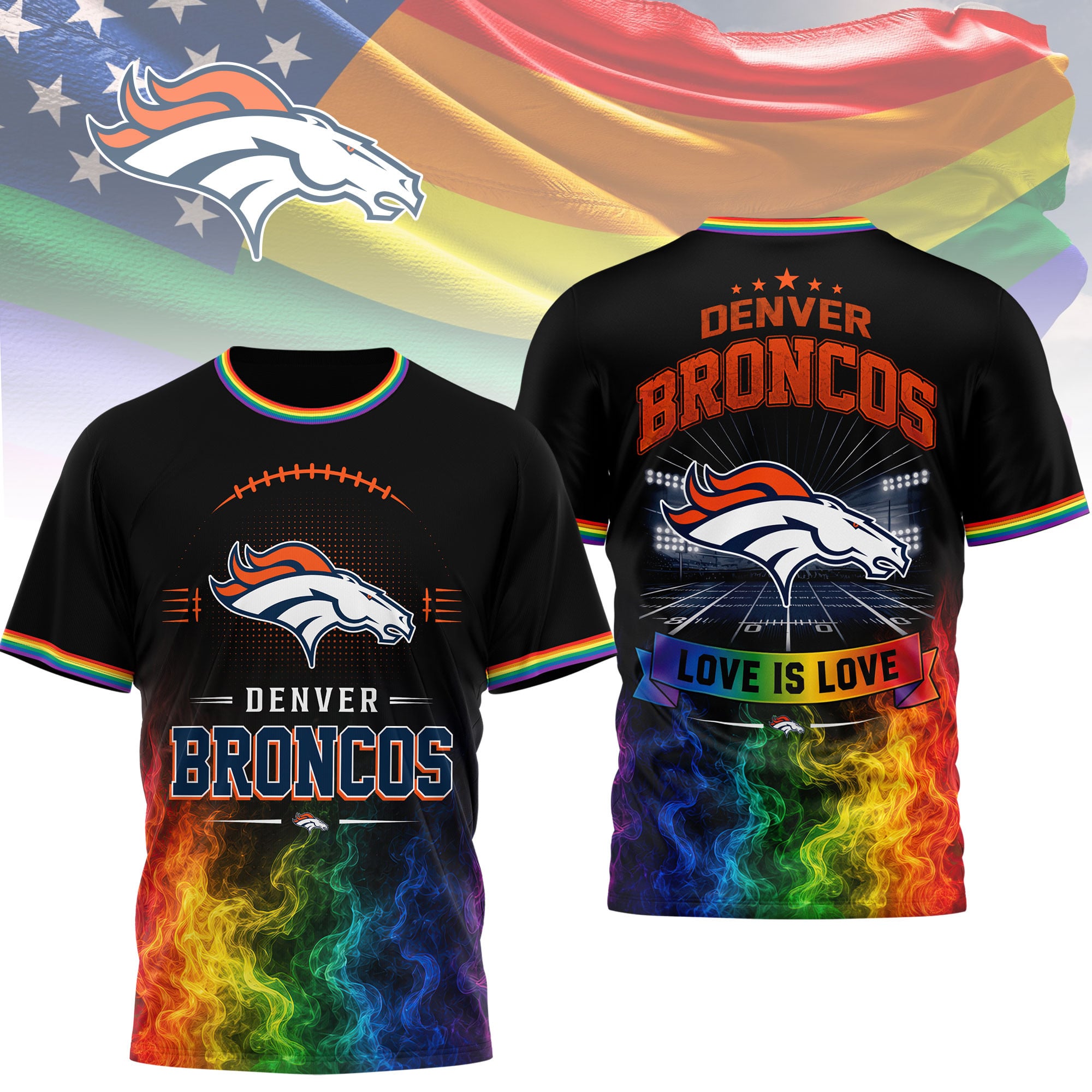 Denver Broncos | Premium NFL Love Is Love 3D Shirt NTH1