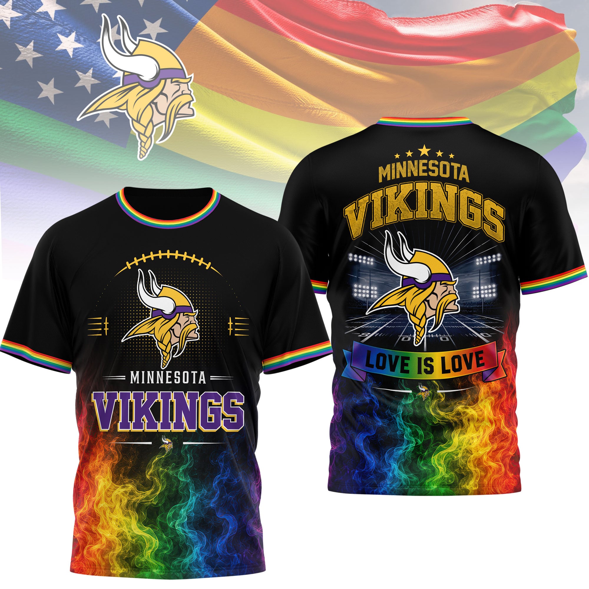 Minnesota Vikings | Premium NFL Love Is Love 3D Shirt NTH1