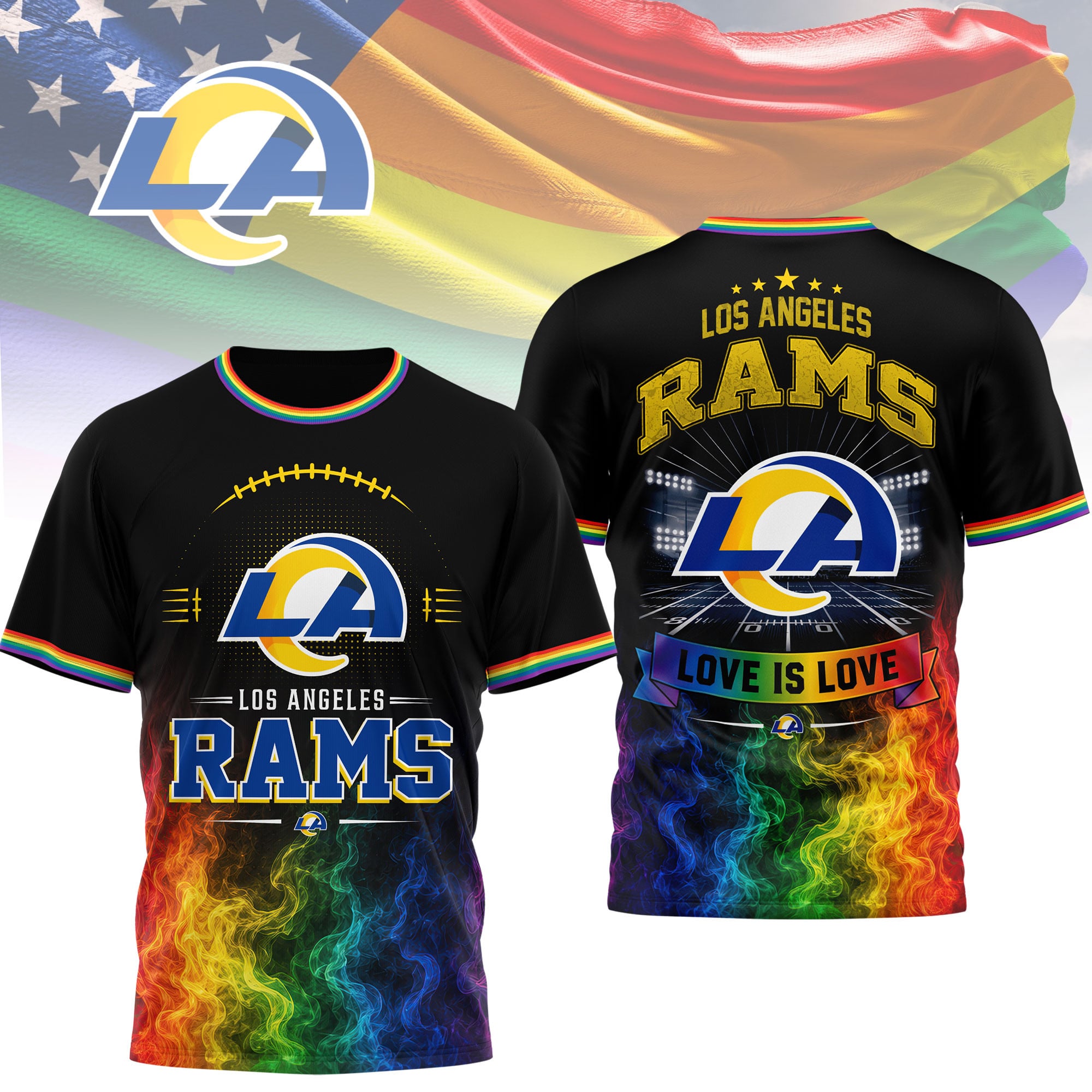 Los Angeles Rams | Premium NFL Love Is Love 3D Shirt NTH1
