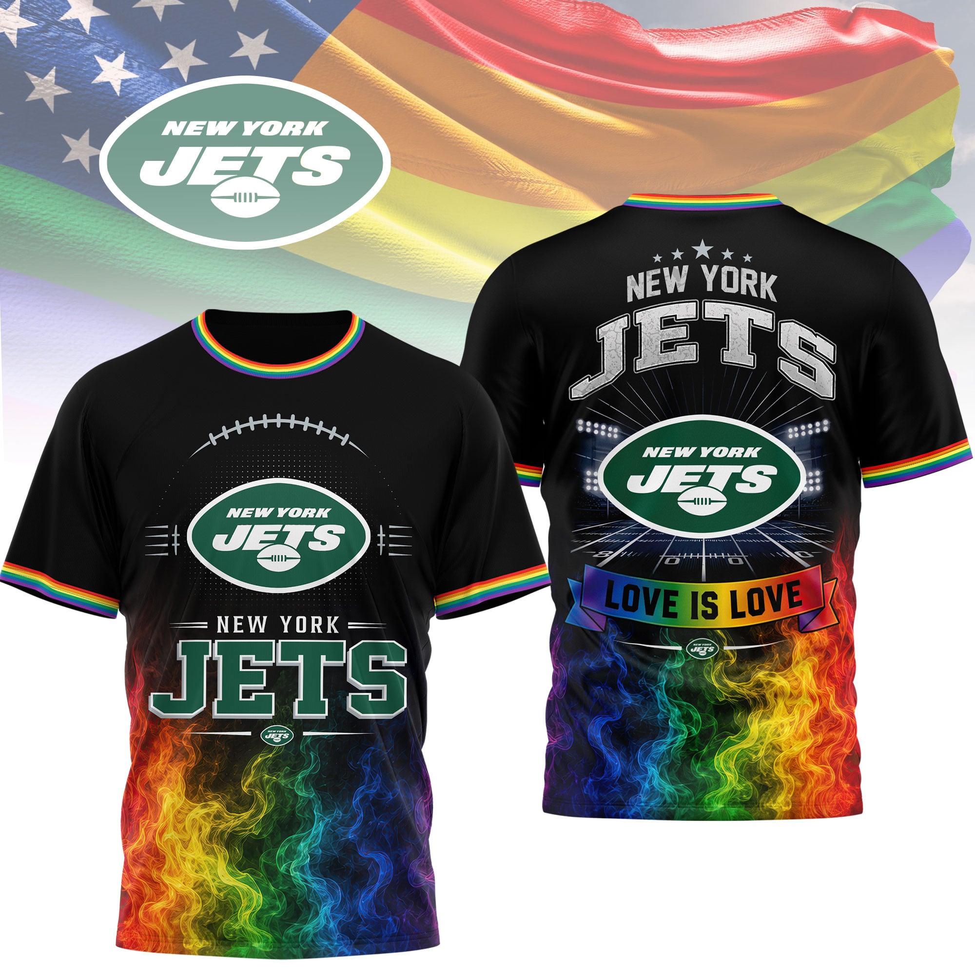 New York Jets | Premium NFL Love Is Love 3D Shirt NTH1